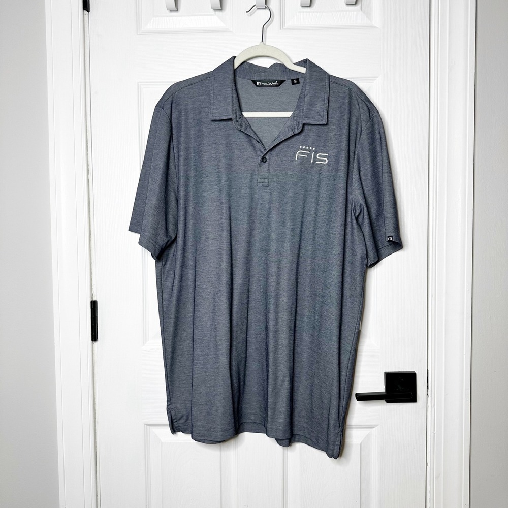 Travis Mathew Mens Golf Polo Shirt Grey FIS Logo Short Sleeve Size XXL
